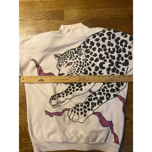 VTG JIK cat cougar pink sweatshirt M - Picture 7 of 10